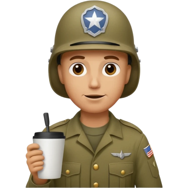 Une Tassae de cafe soldat americain ww2 anthropomorphe  emoji
