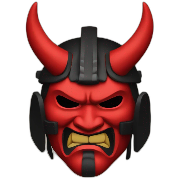 samurai oni mask red, black emoji