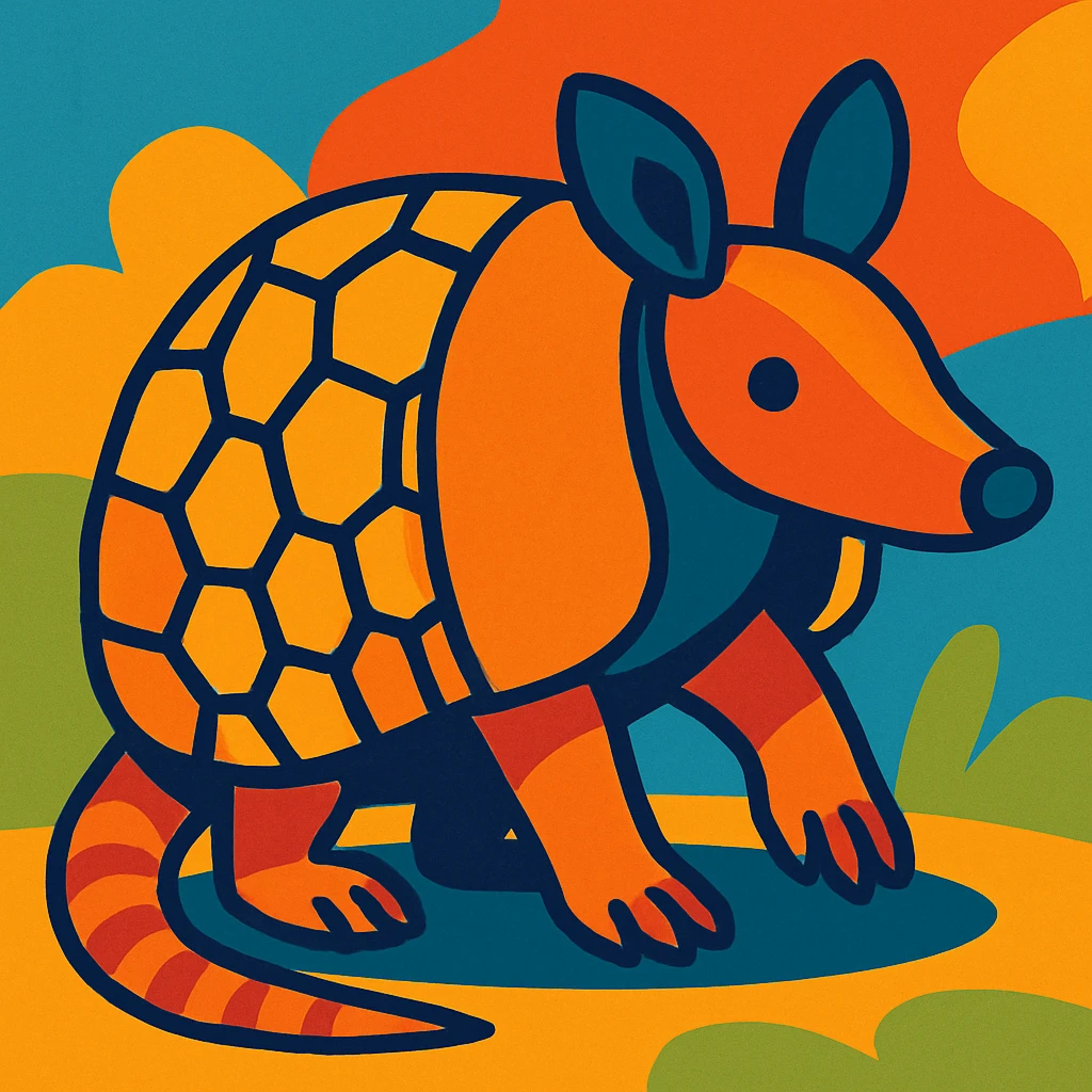 an armadillo, vibrant toon style emoji