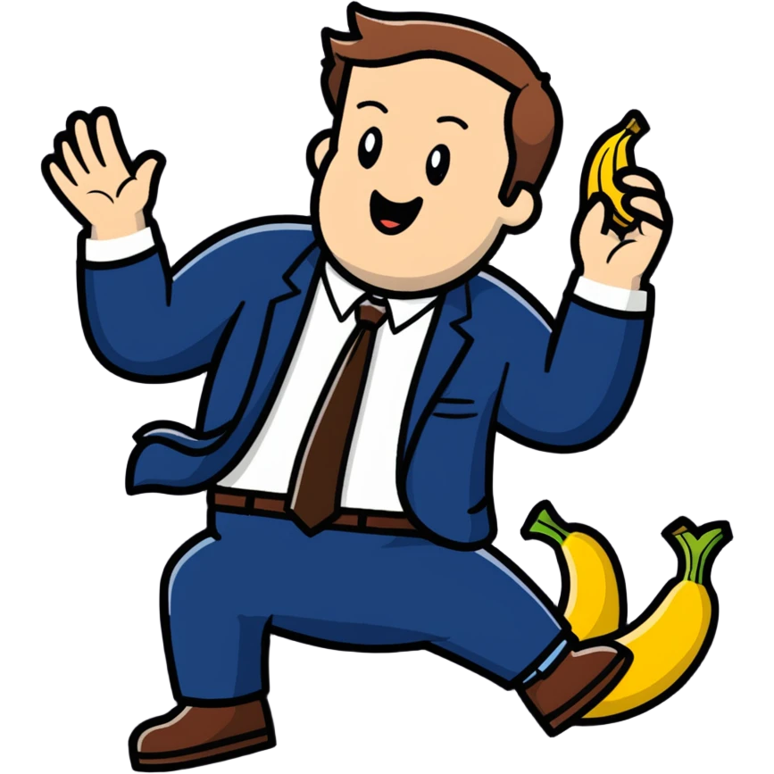 JD Vance slipping on a banana peel emoji