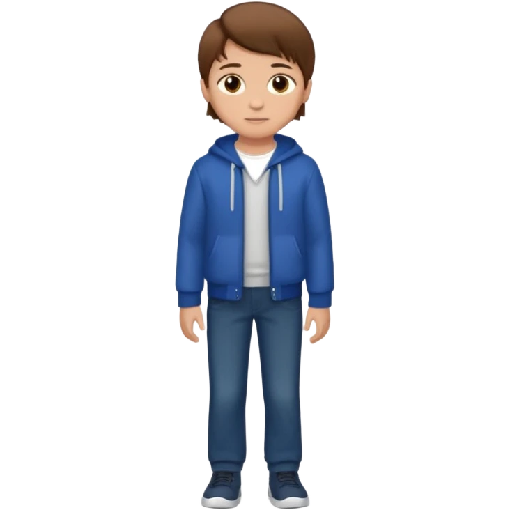 Create emoji of a boy with brown hair and brown eyes too, he is very modern  emoji