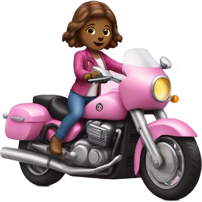 a girl riding a pink motorcycle emoji