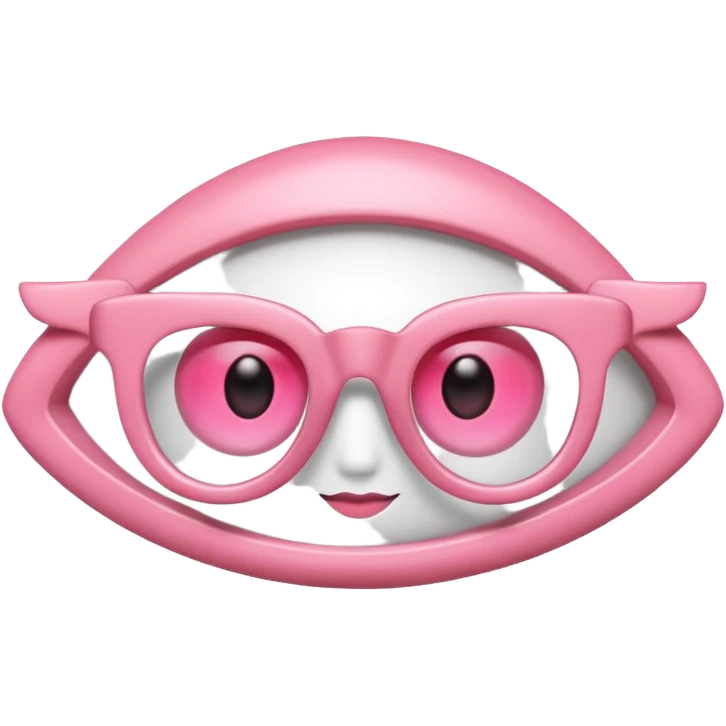 A 3D cartoon rose-pink eye spectacle, glossy curved frame, soft reflections, isolated on plain background, Memoji-style. . emoji
