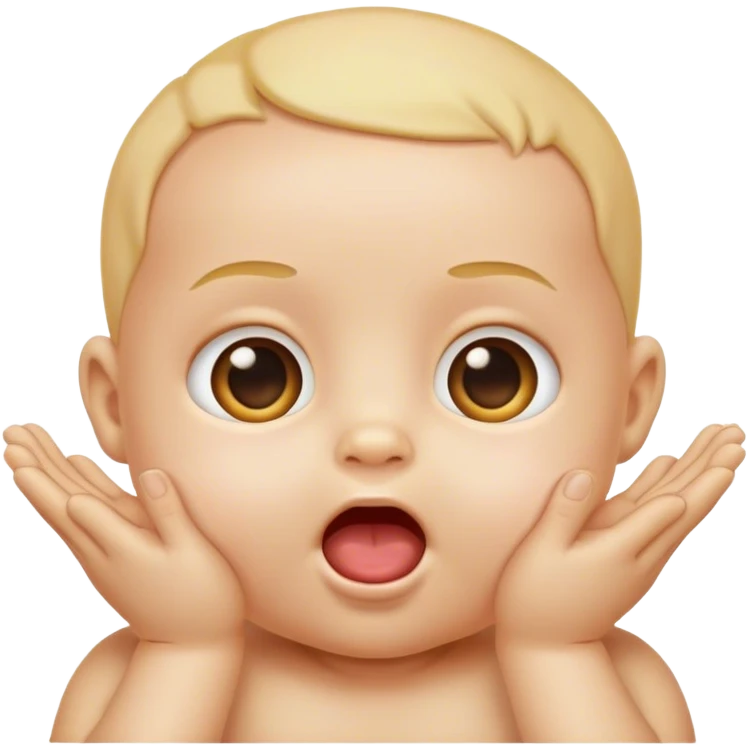 Emoji baby with little hands coming from the inside of its mouth  emoji