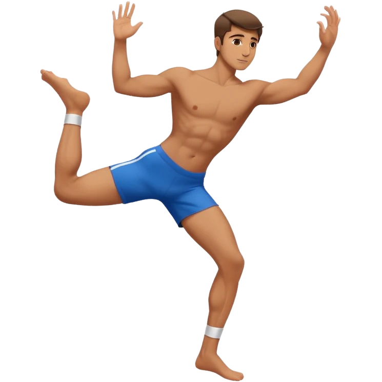 a guy  standing on one leg  emoji