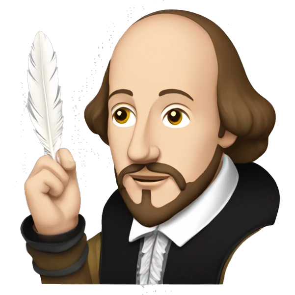 William Shakespeare holds a feather in his hand emoji