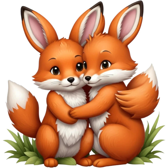 A fox hugs a bunny emoji