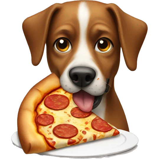 Dog eating pizza emoji