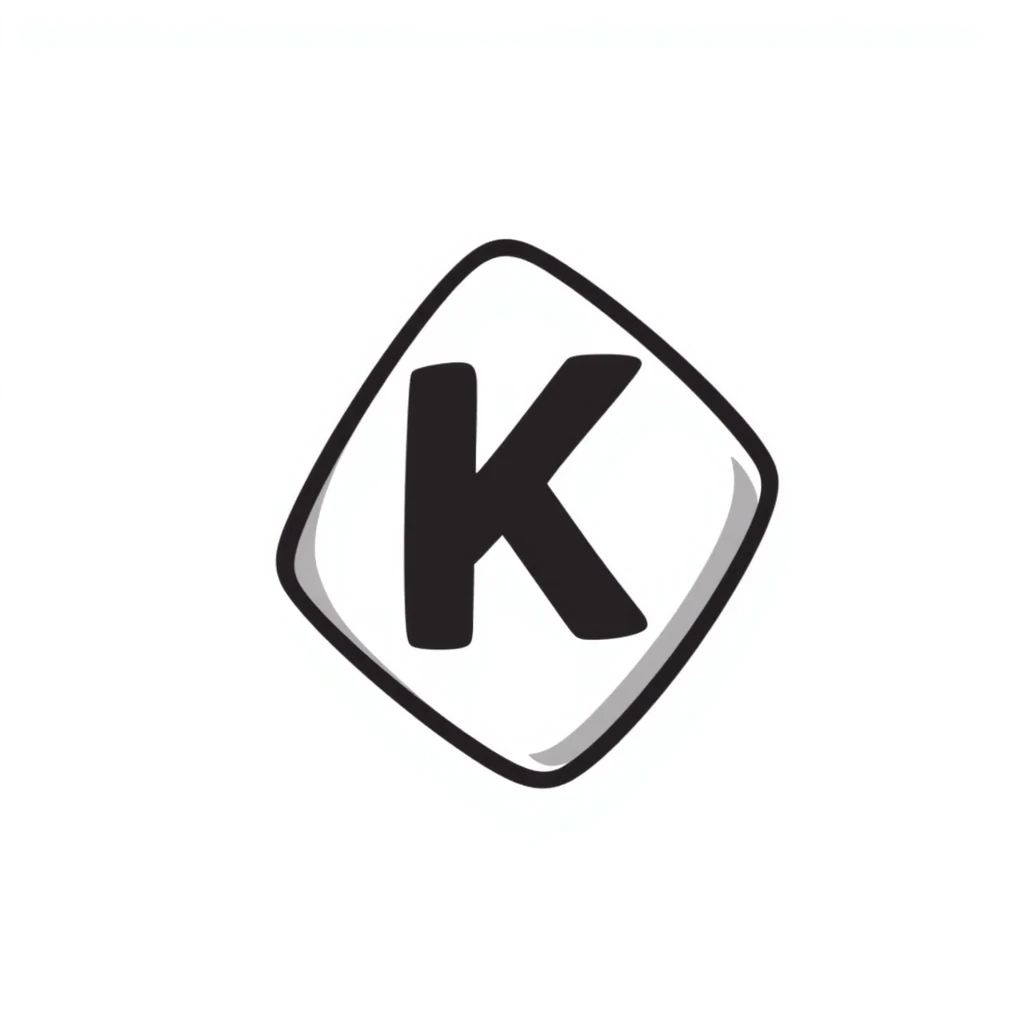 Hand-drawn Kaspa cryptocurrency with K logo emoji