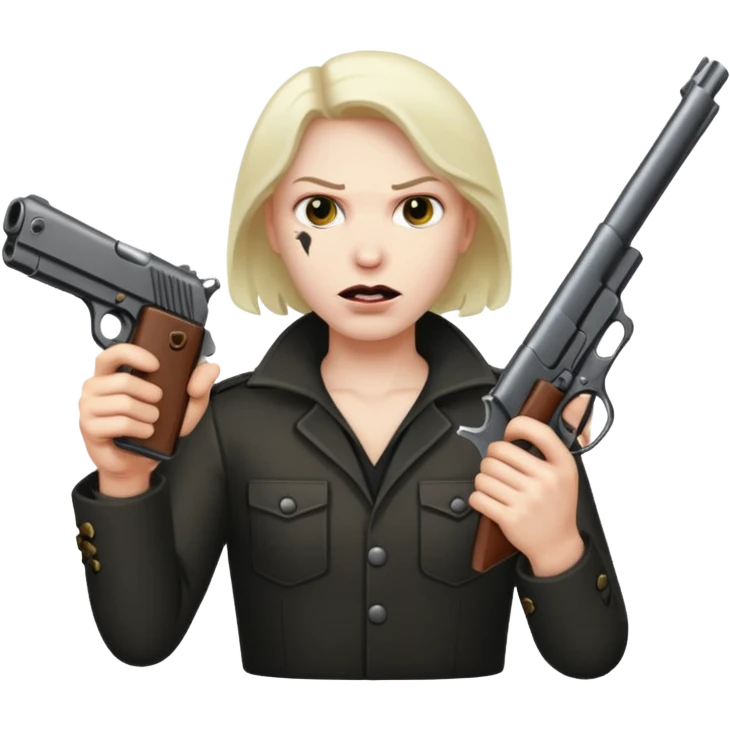 Una cara malvada con una pistolan emoji