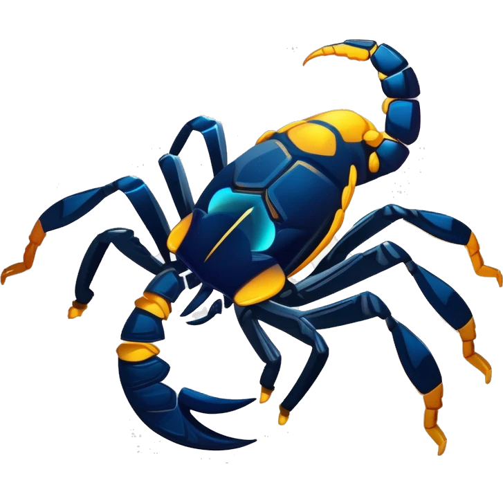 scorpion bleu sombre avec des contrastes dorés emoji
