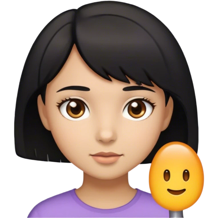 Une fille avec des cheveux courts noirs une peau noire et un peu clair les yeux marrons, clair emoji