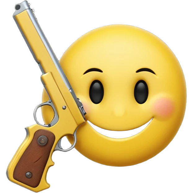 Smiley face holding a gun emoji