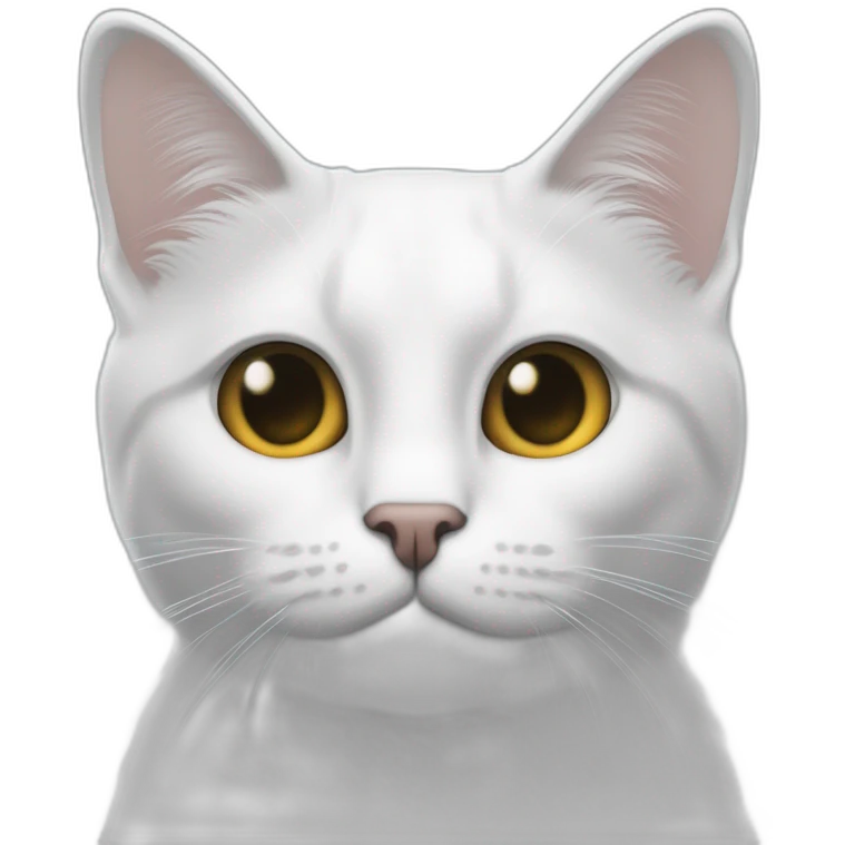 Un chat blanc avec des taches noires devant chaque oreilles et une tache noires au niveau du menton  emoji