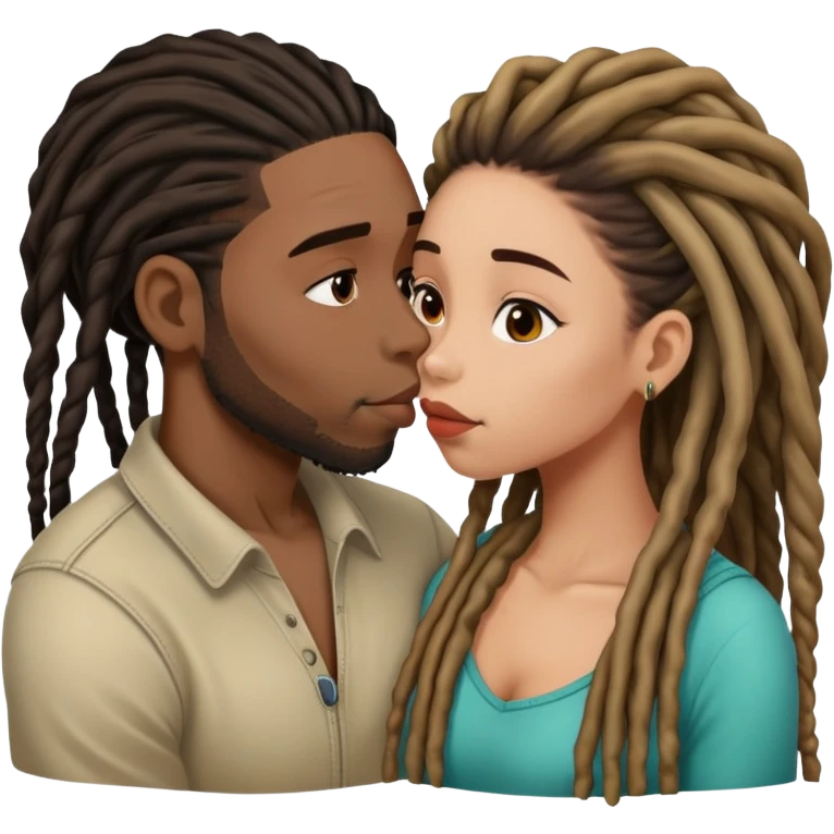 Black guy with dreads kissing hispanic girl emoji