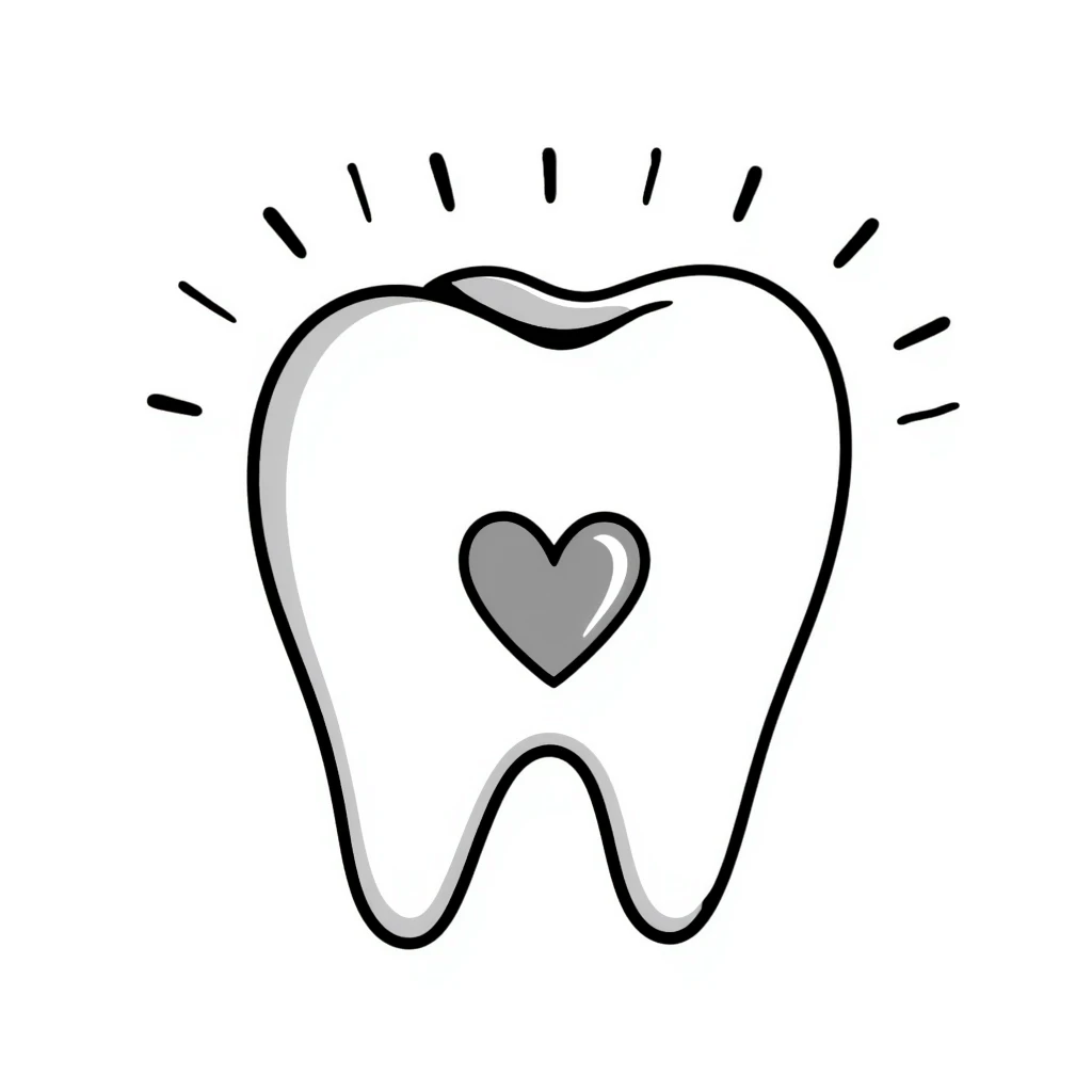 tooth with a heart and healing lines emoji