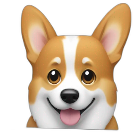 corgi sits behind imac monitor emoji