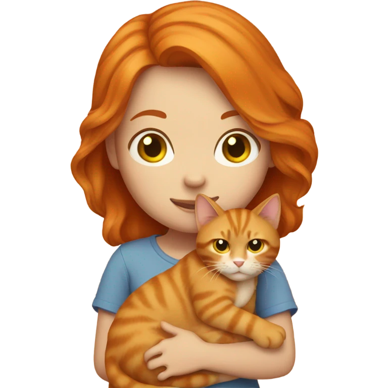 A ginger girl holding her ginger cat emoji