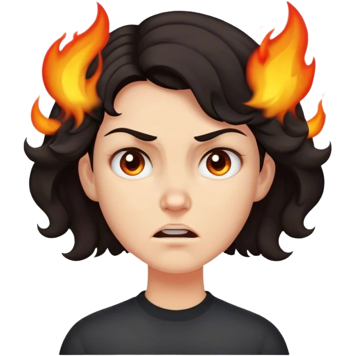 Dark short hair, wavy, dimples,pissed off! fire coming out of ears emoji