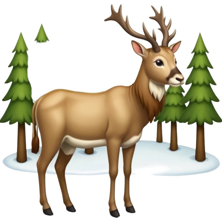Eland voor slede in dennenbos  emoji