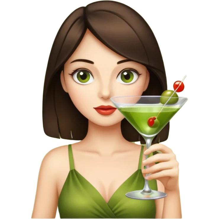 Brunette girl drinking a giant martini  emoji