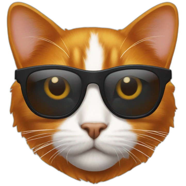 Un chat tout roux avec des lunettes de soleil noire emoji