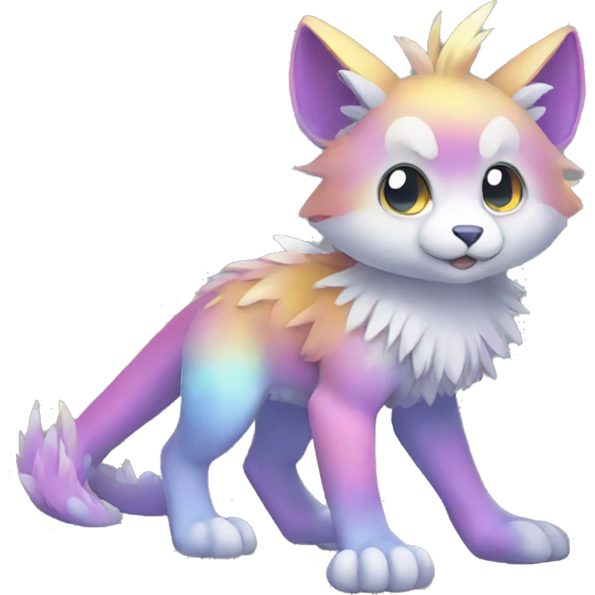 Cute cool shiny colorful animal hybrid Fakemon full body emoji