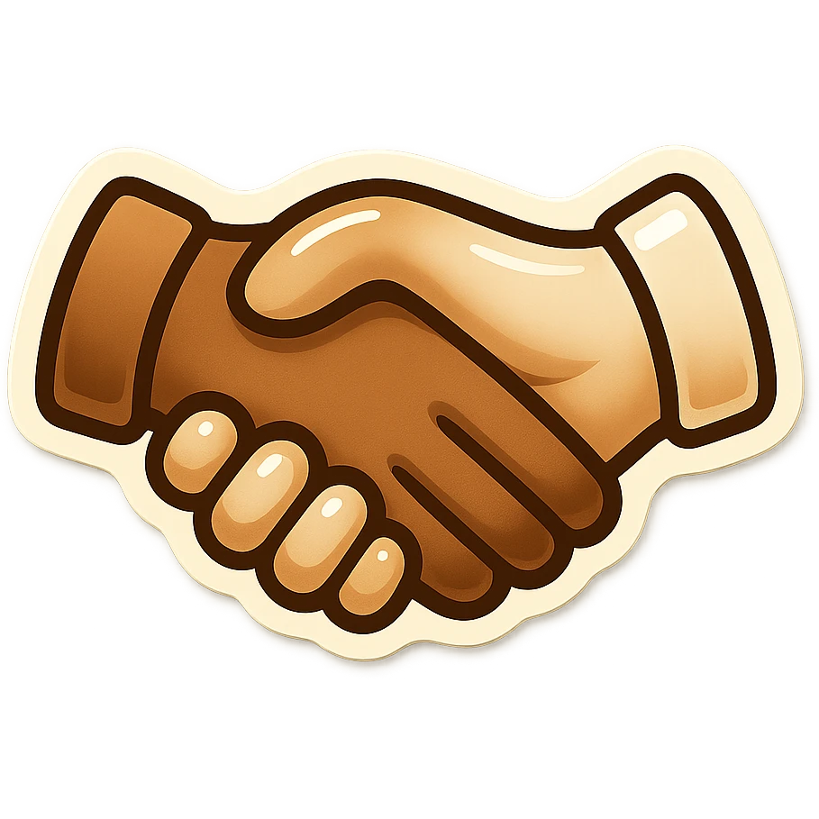 make me a white colour or brown handshake with white outline emoji