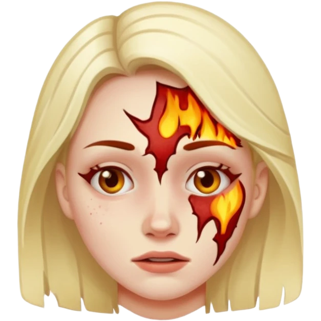 mujer con quemadura en la cara emoji
