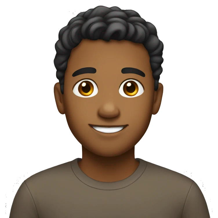 create a face of a brown boy, short straight hair, smiling emoji