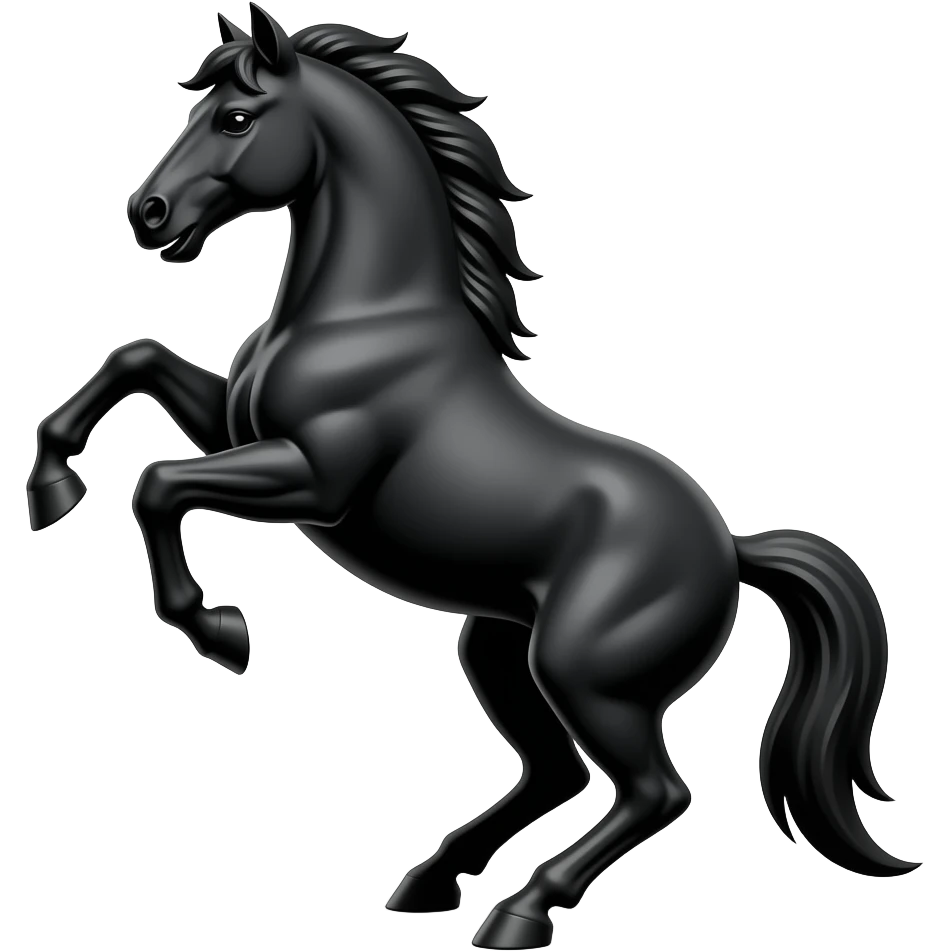 Black Horse icon aligned left to right and his front legs in air like a warrior horse emoji