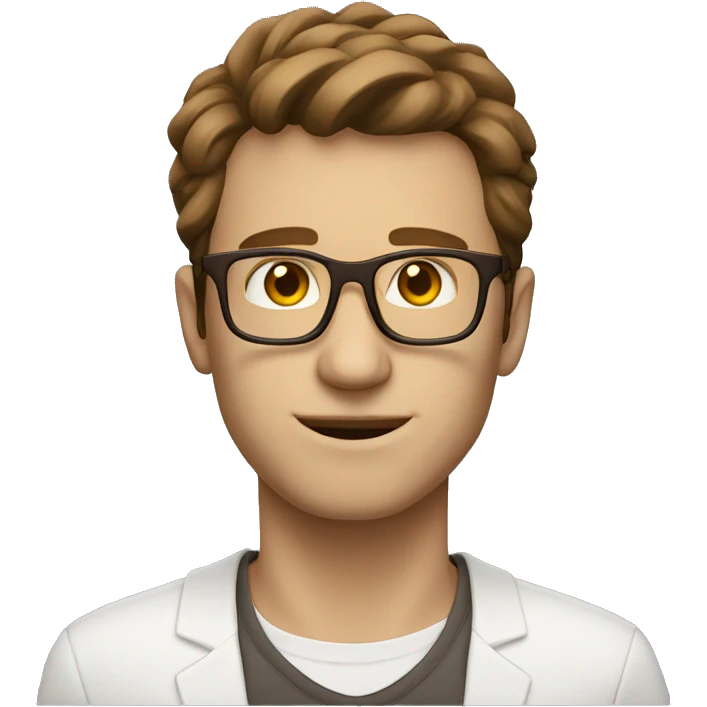 white guy brown hair square glasses with laptop emoji