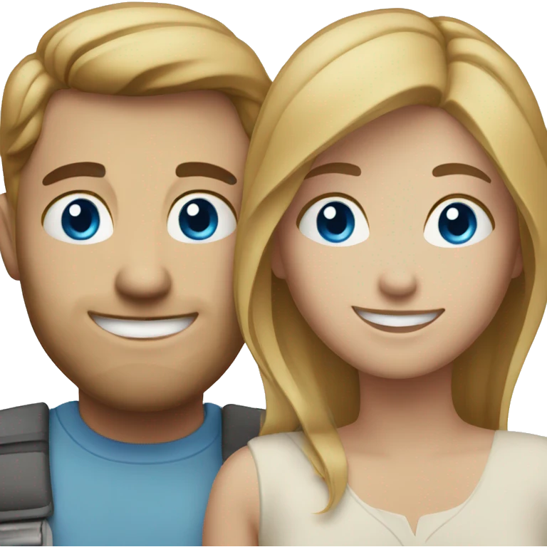 smiling couple with blue eyes emoji