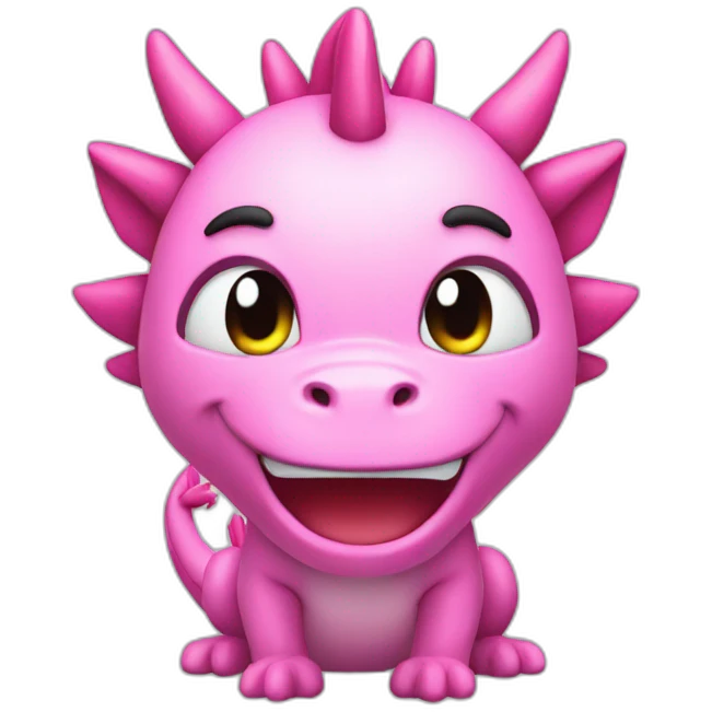 3d emoji,  transparent background, show face only, pink dragon with sad smile, cute style emoji