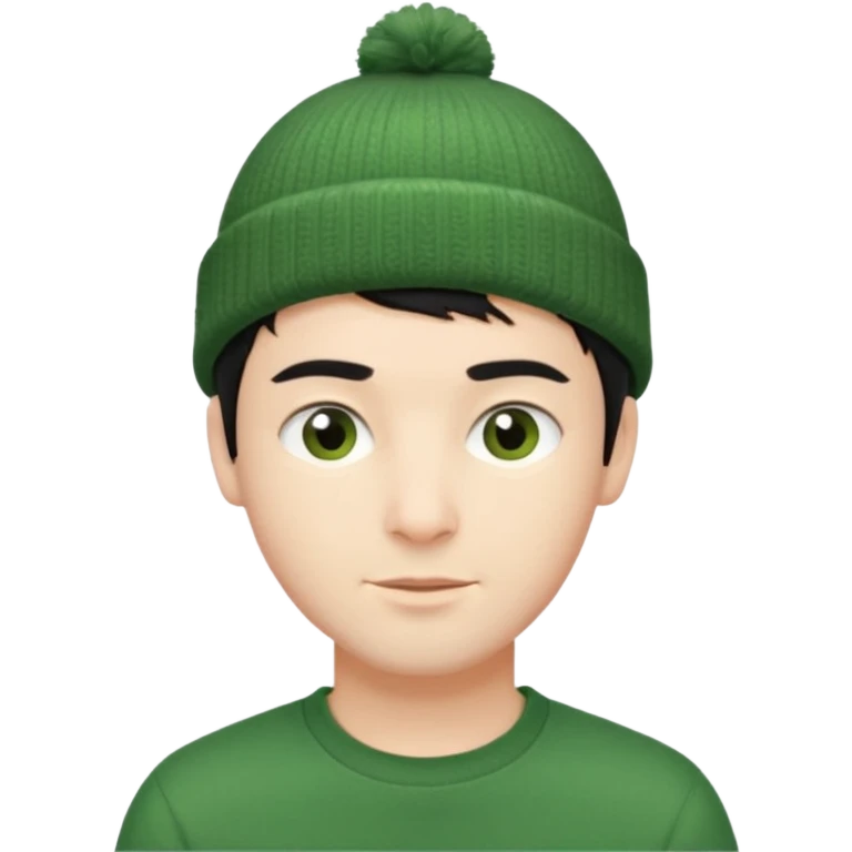 French guy with short black hair wearing a green beanie emoji