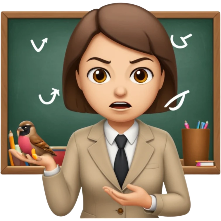 Angry teacher will scold Sparrow in the Busi School emoji