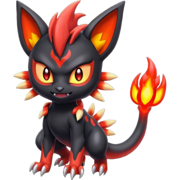 Colorful Shiny Cool Badass Spicy Evil Spooky Meloetta-Litten-Guilmon-Darkrai-Pokémon-Fakémon-fusion-hybrid-creature emoji
