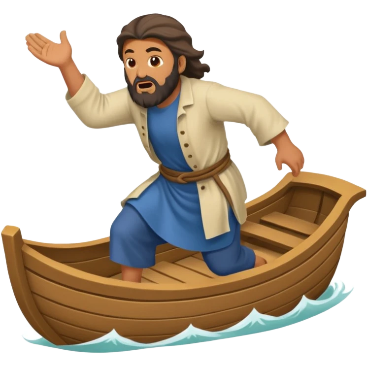 image of prophet Jonah (middleaged man)  in the bible fleeing emoji
