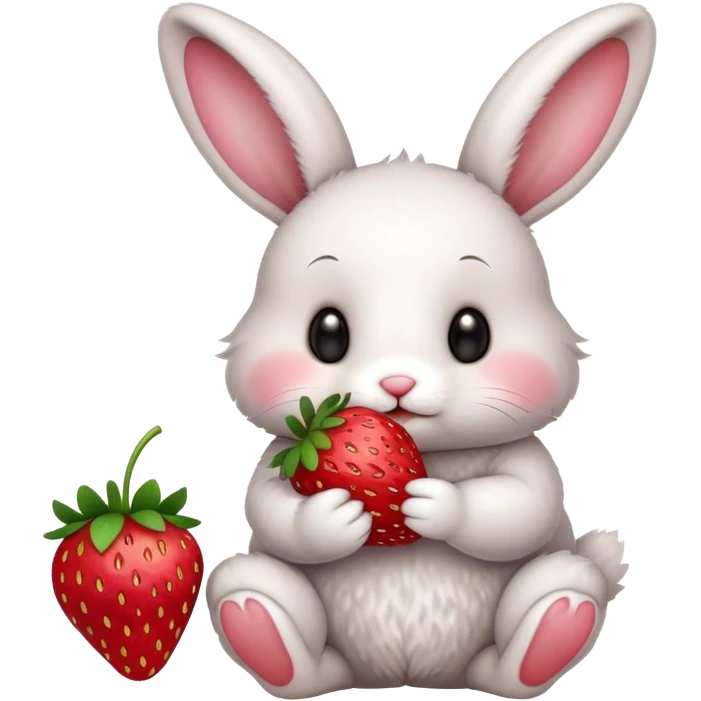bunny eating strawberry cute emoji