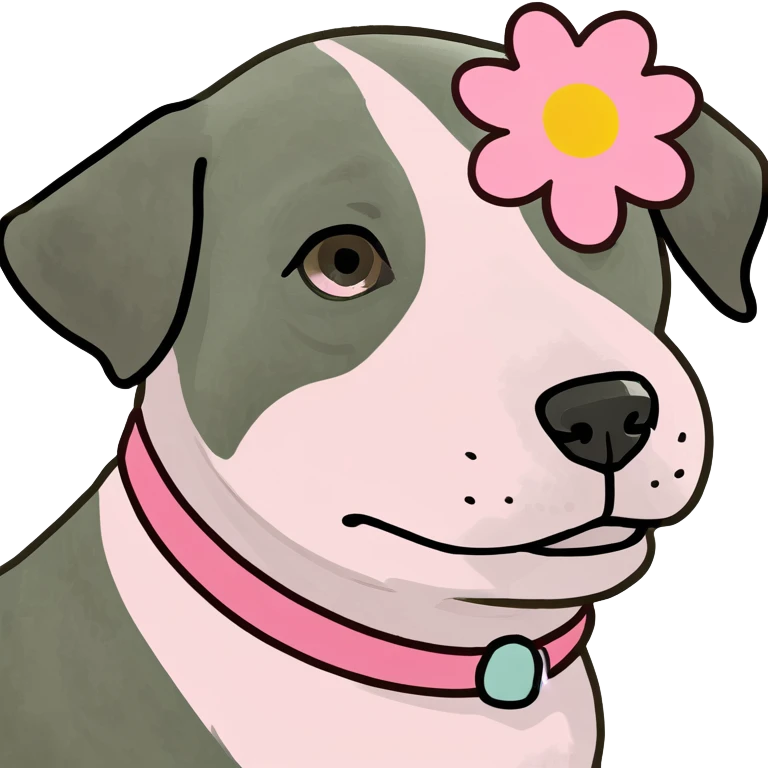 dog with pink flower  emoji