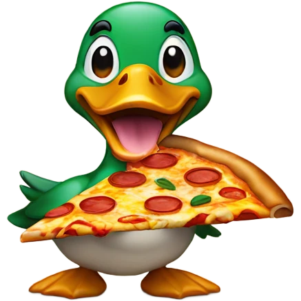 Duck eating large pizza emoji
