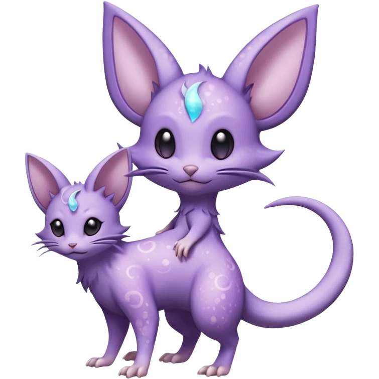 Celestial Crescent Lunar Lumine Stellar Rattata-Noibat-Espeon-Purrloin-Fakemon-hybrid-creature (full body) emoji