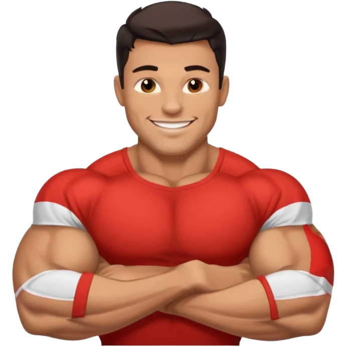 Jock man smiling very big biceps  emoji