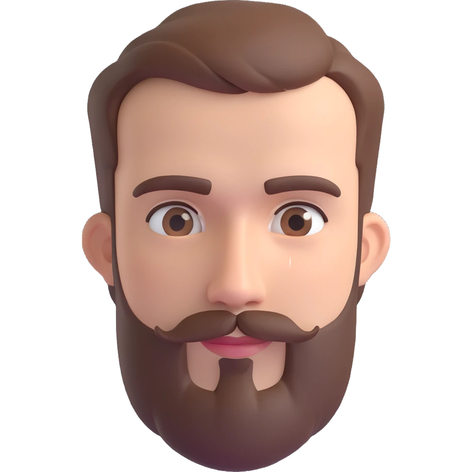 aviation geek short-bearded man, brown hair, slightly balding, close trimmed beard emoji