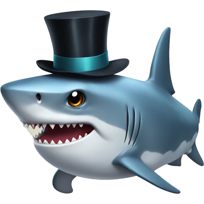 Shark with a top hat emoji