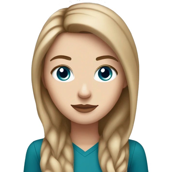 White girl with light brown hair and blue eyes , with cup of Starbucks  emoji