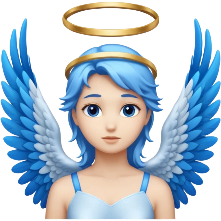 anime style angel with a blue halo and blue wings emoji