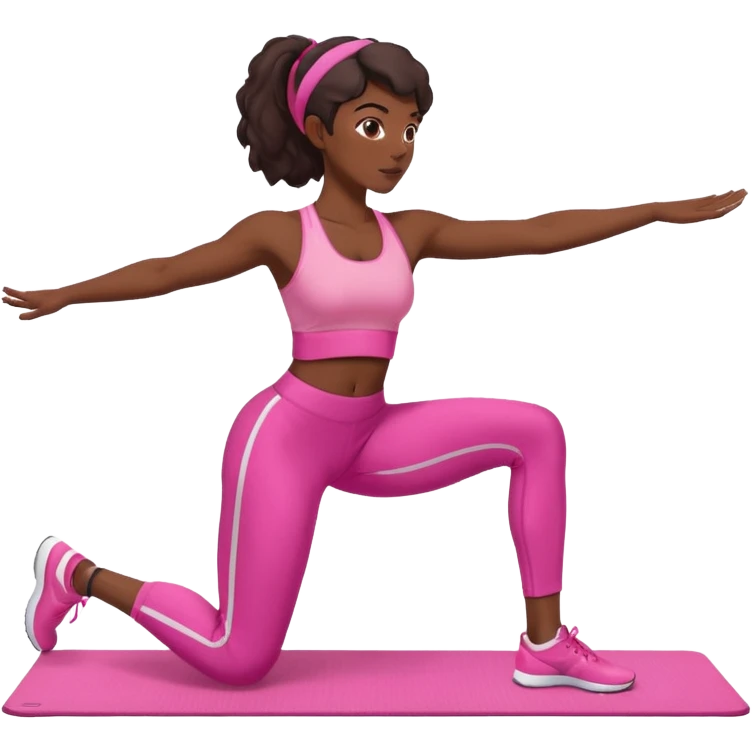 dark-skinned woman doing Pilates in pink sportswear emoji