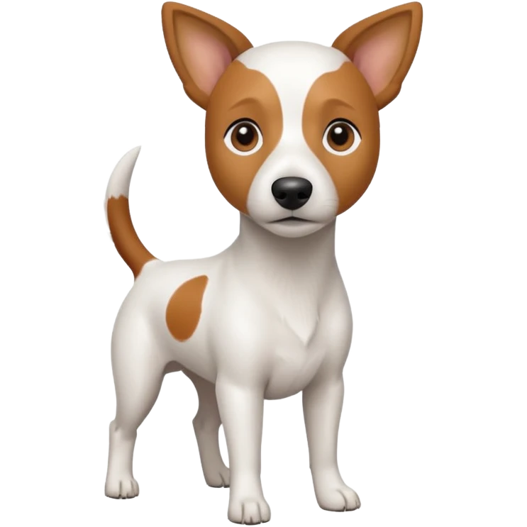 a fully white jack russell the size of a kelpie with light brown ears and a light brown patch on one eye emoji
