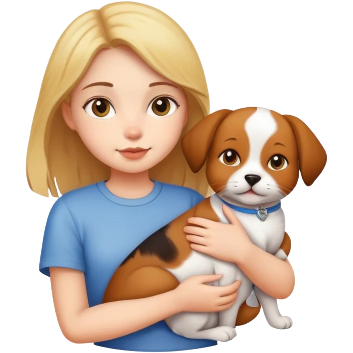 Girl holding a cat and a dog emoji